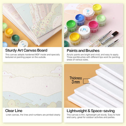 Mini Paint by Numbers Kit - Wander & Wonder ｜6 Canvas Panels
