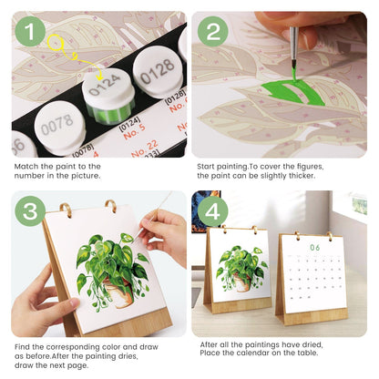 ColourMost™ 2026 Desk Calendar Series –  Plants /Paint by Numbers(18.2cm x 22.5cm)