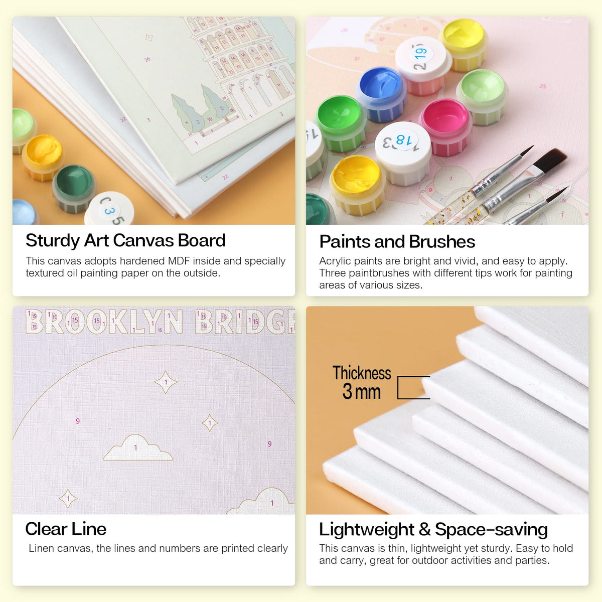 Mini Paint by Numbers Kit - Around the World ｜6 Canvas Panels