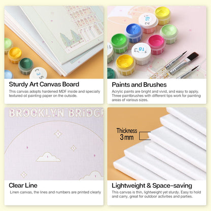 Mini Paint by Numbers Kit - Around the World ｜6 Canvas Panels