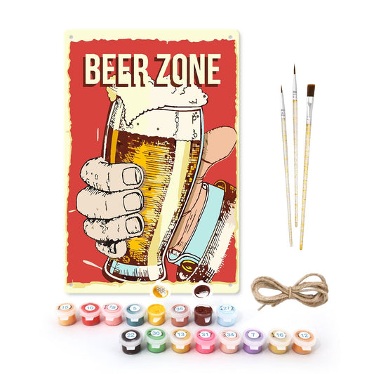 ColourMost™ Metal Bar/Posters Art Paint By Numbers- Beer Zone Cheers #03 (20x30cm /7.8"x11.8"）