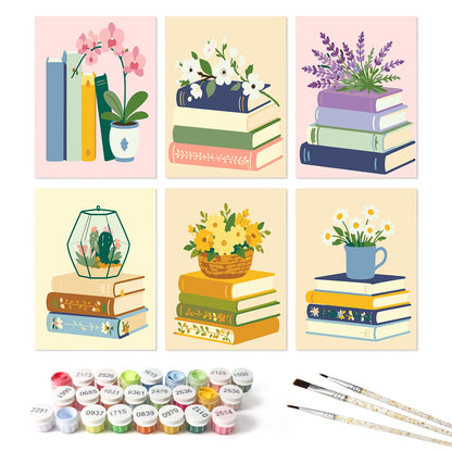 Mini Paint by Numbers Kit - Quiet Blooms ｜6 Canvas Panels