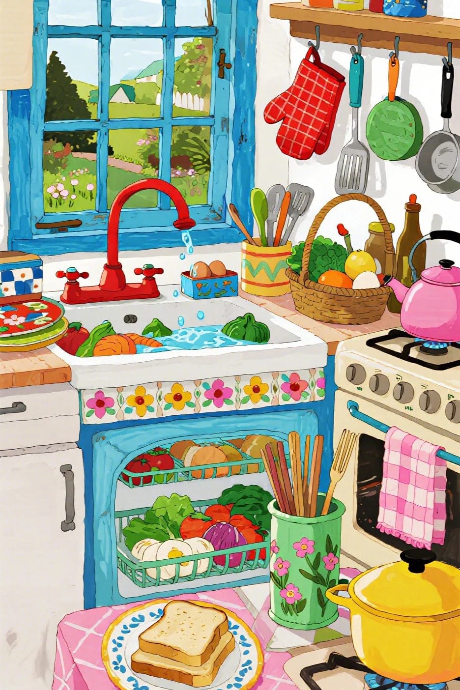 Kitchen Daydreams – Paint by Numbers Kit for Adults | Cozy DIY Art for Foodies, Gardeners & Home Lovers
