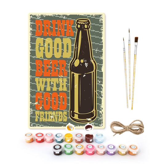 ColourMost™ Metal Bar/Posters Art Paint By Numbers- Good Beer & Great Company #11 (20x30cm /7.8"x11.8"）