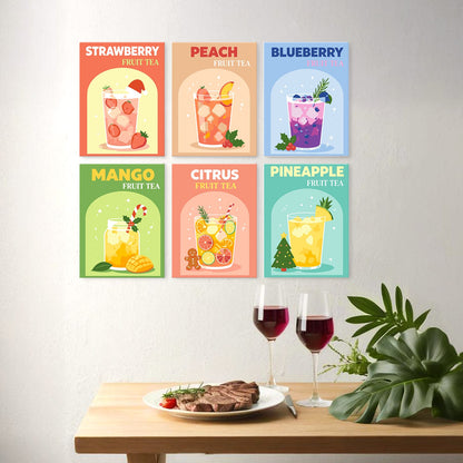 Mini Paint by Numbers Kit - Fruity Sips ｜6 Canvas Panels