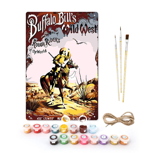 ColourMost™ Metal Bar/Posters Art Paint By Numbers- Buffalo Bill's Wild West #22 (20x30cm /7.8"x11.8"）