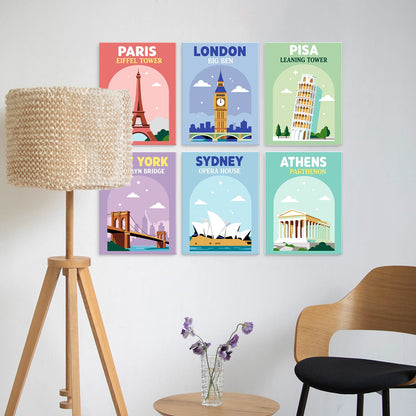 Mini Paint by Numbers Kit - Around the World ｜6 Canvas Panels