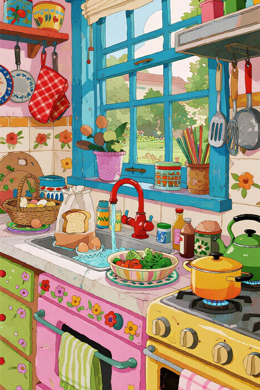Kitchen Daydreams – Paint by Numbers Kit for Adults | Cozy DIY Art for Foodies, Gardeners & Home Lovers