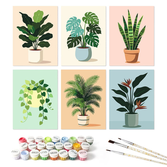 Mini Paint by Numbers Kit - Green Haven ｜6 Canvas Panels