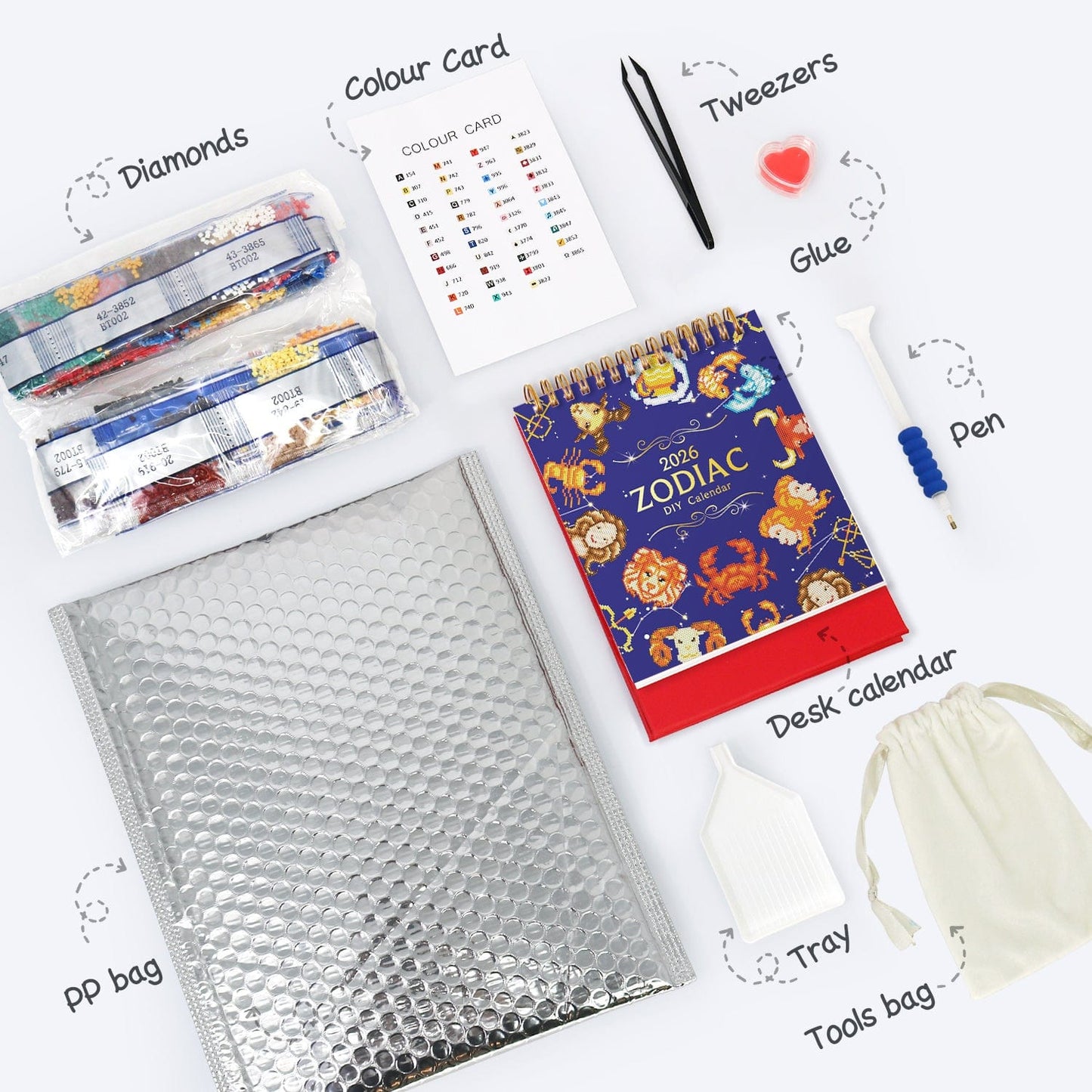 ColourMost™ 2026 Desk Calendar Series – Zodiac Spark /Diamond Painting(19cm x 13.2cm)