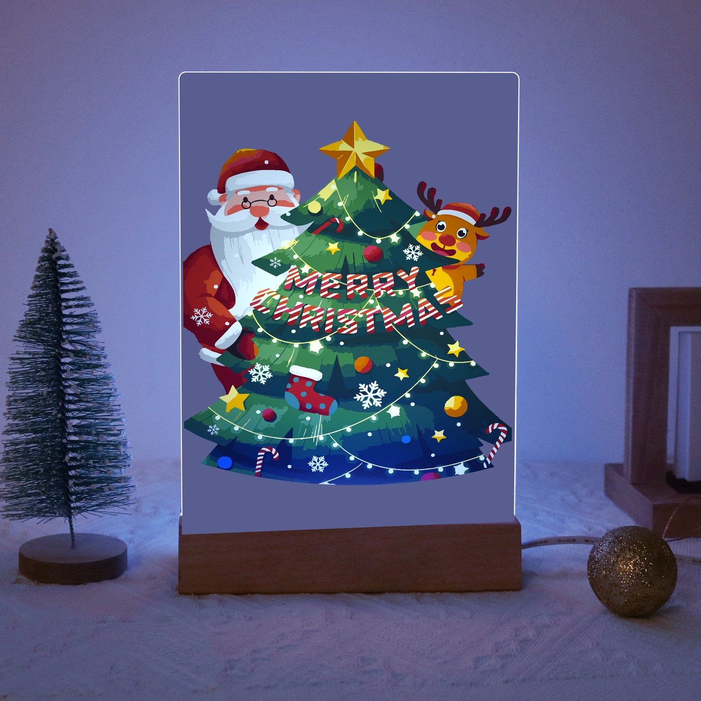 ColourMost™ LED Paint by Numbers Series #04: 'Santa & Reindeer Christmas Tree' (6"x8" / 15x20cm)