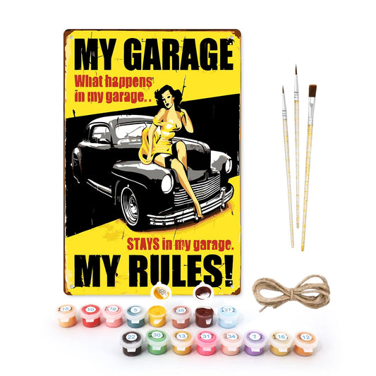 ColourMost™ Metal Bar/Posters Art Paint By Numbers- My Garage, My Rules #16 (20x30cm /7.8"x11.8"）