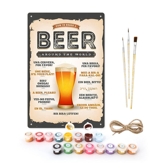 ColourMost™ Metal Bar/Posters Art Paint By Numbers- Beer Please! #01（20x30cm /7.8"x11.8"）