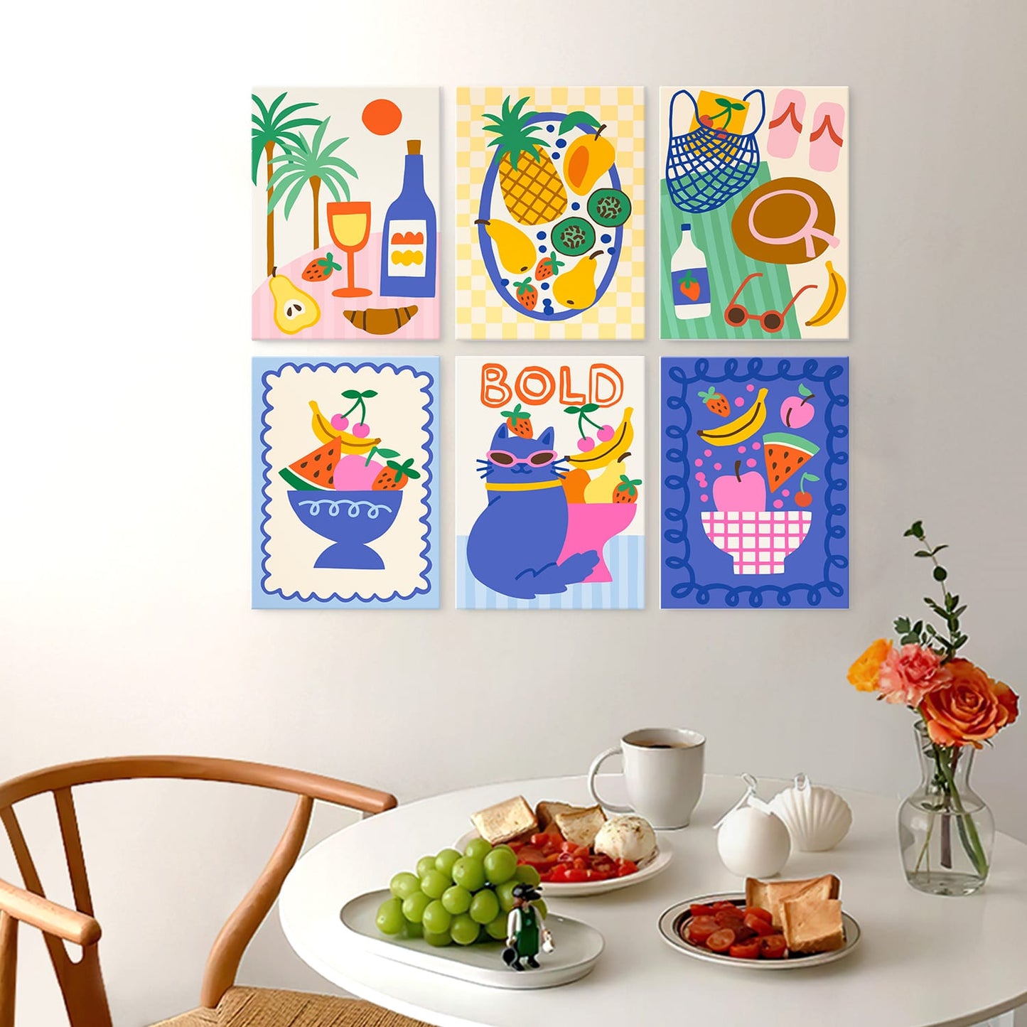 Mini Paint by Numbers Kit - Fruit & Fun ｜6 Canvas Panels