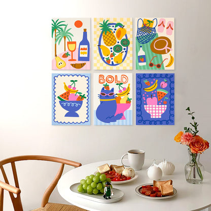 Mini Paint by Numbers Kit - Fruit & Fun ｜6 Canvas Panels