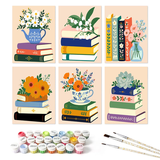 Mini Paint by Numbers Kit – Bloom & Books | 6 Canvas Panels