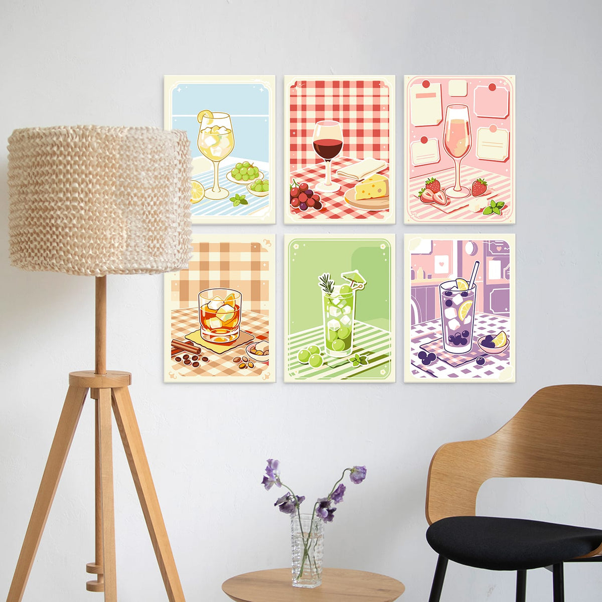 Mini Paint by Numbers Kit - Sip & Chill ｜6 Canvas Panels