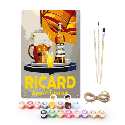 ColourMost™ Metal Bar/Posters Art Paint By Numbers- Ricard Apéritif Anisé #17 (20x30cm /7.8"x11.8"）