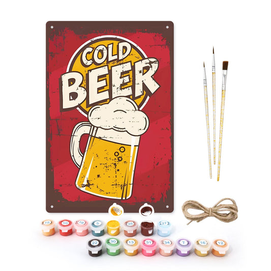 ColourMost™ Metal Bar/Posters Art Paint By Numbers- Cold Beer Classic  #06(20x30cm /7.8"x11.8"）
