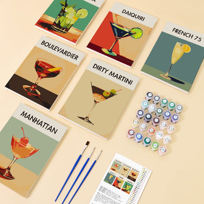 6 Mini Paintings – Signature Cocktails kit(5.9” x 7.9” / 15 x 20 cm)