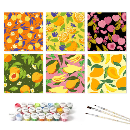 Mini Paint by Numbers Kit - Fruitful Blooms ｜6 Canvas Panels