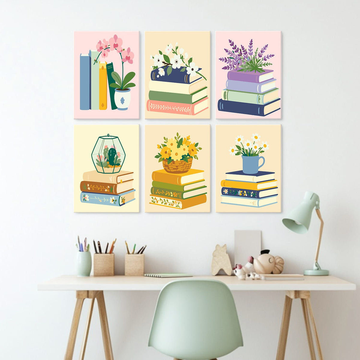 Mini Paint by Numbers Kit - Quiet Blooms ｜6 Canvas Panels