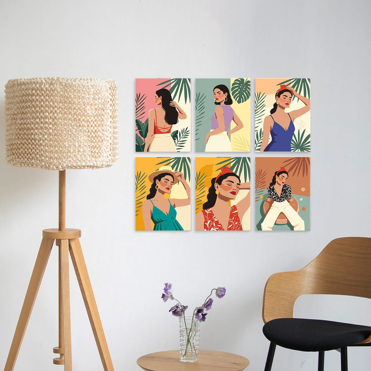 Mini Paint by Numbers Kit – Tropical Muse | 6 Canvas Panels