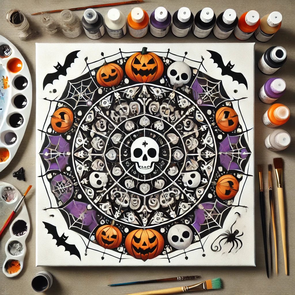 "Serenity Mandalas" Series by ColourMost™ - Halloween #01 | Original Paint by Numbers (16"x16" / 40x40cm)