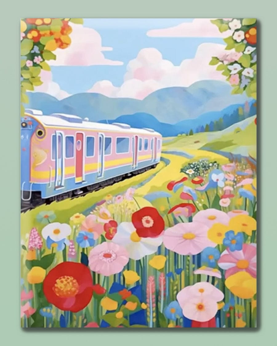 "Floral Train Ride" Series  | 🎨 Paint by Numbers | 💎 Diamond Painting (16"x20" / 40x50cm)