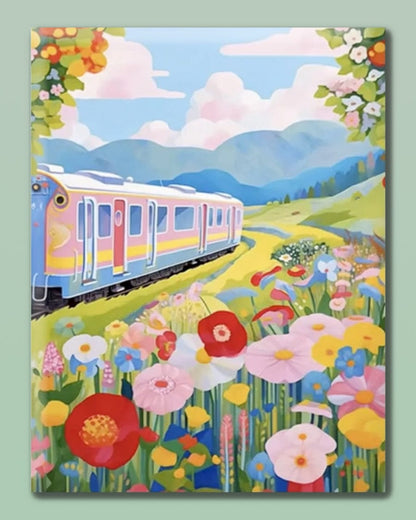 "Floral Train Ride" Series  | 🎨 Paint by Numbers | 💎 Diamond Painting (16"x20" / 40x50cm)