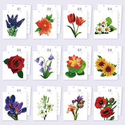 ColourMost™ 2026 Desk Calendar Series –  Flowers /Paint by Numbers(18.2cm x 22.5cm)