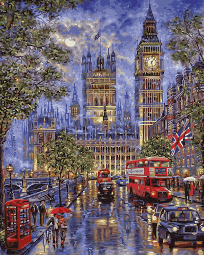 ColourMost™ DIY Painting By Numbers - 'Moon Over London' (16"x20")