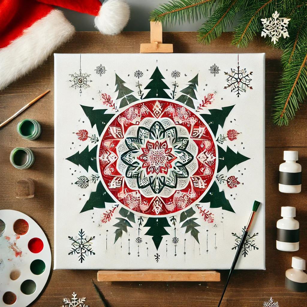 "Serenity Mandalas" Series - Christmas P21#10 | Original Paint by Numbers 🎨&💎 Diamond Painting (16"x16" / 40x40cm)