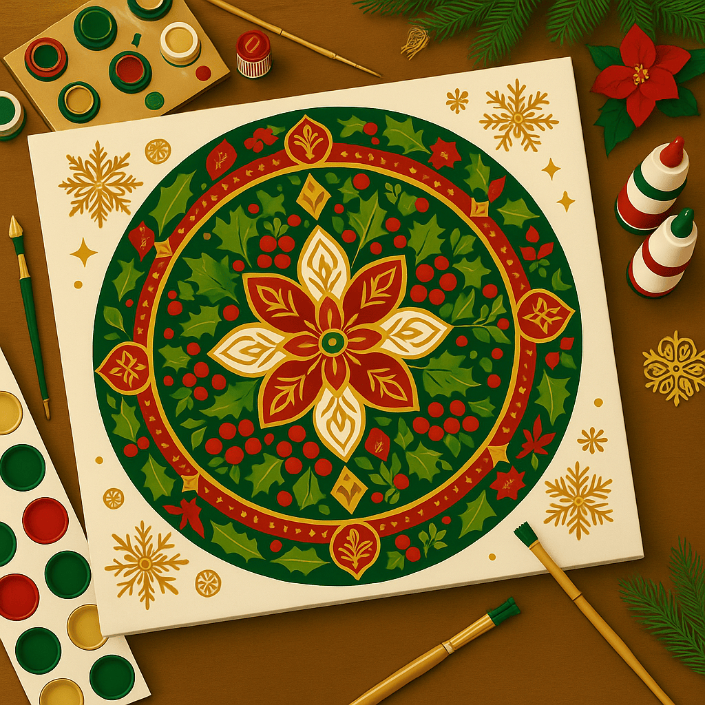 "Serenity Mandalas" Series - Christmas P251119#01 | Original Paint by Numbers | Diamond Painting (16"x16" / 40x40cm)