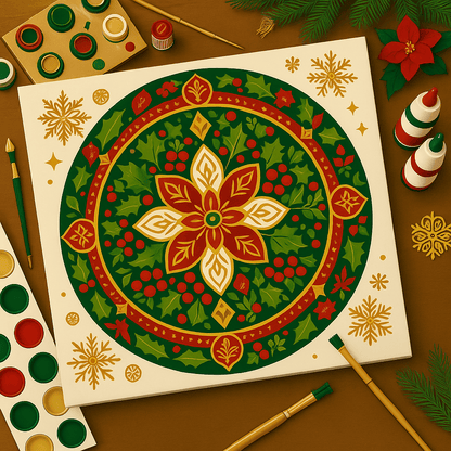 "Serenity Mandalas" Series - Christmas P251119#01 | Original Paint by Numbers | Diamond Painting (16"x16" / 40x40cm)