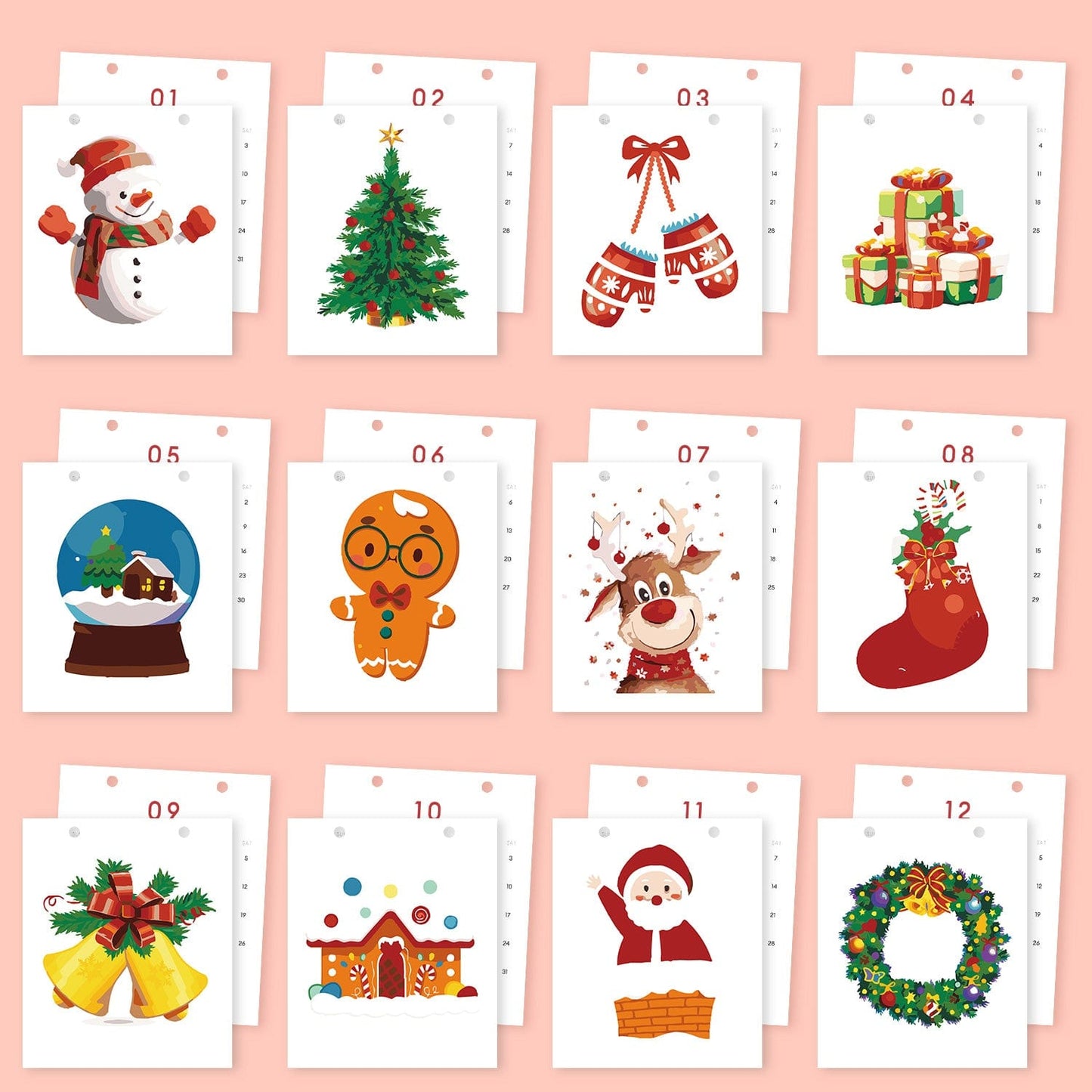 ColourMost™ 2026 Desk Calendar Series –  Christmas theme /Paint by Numbers(18.2cm x 22.5cm)