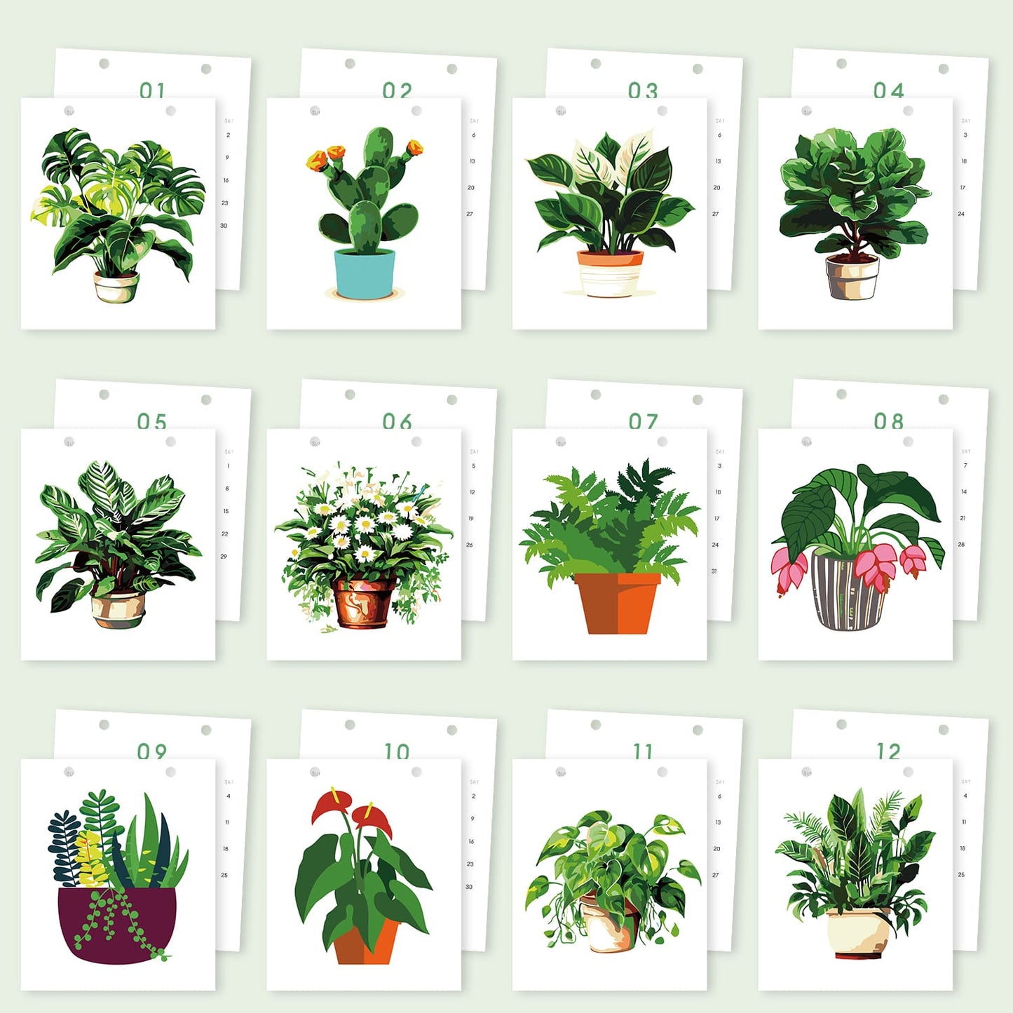 ColourMost™ 2027 Desk Calendar Series –  Plants /Paint by Numbers(18.2cm x 22.5cm)