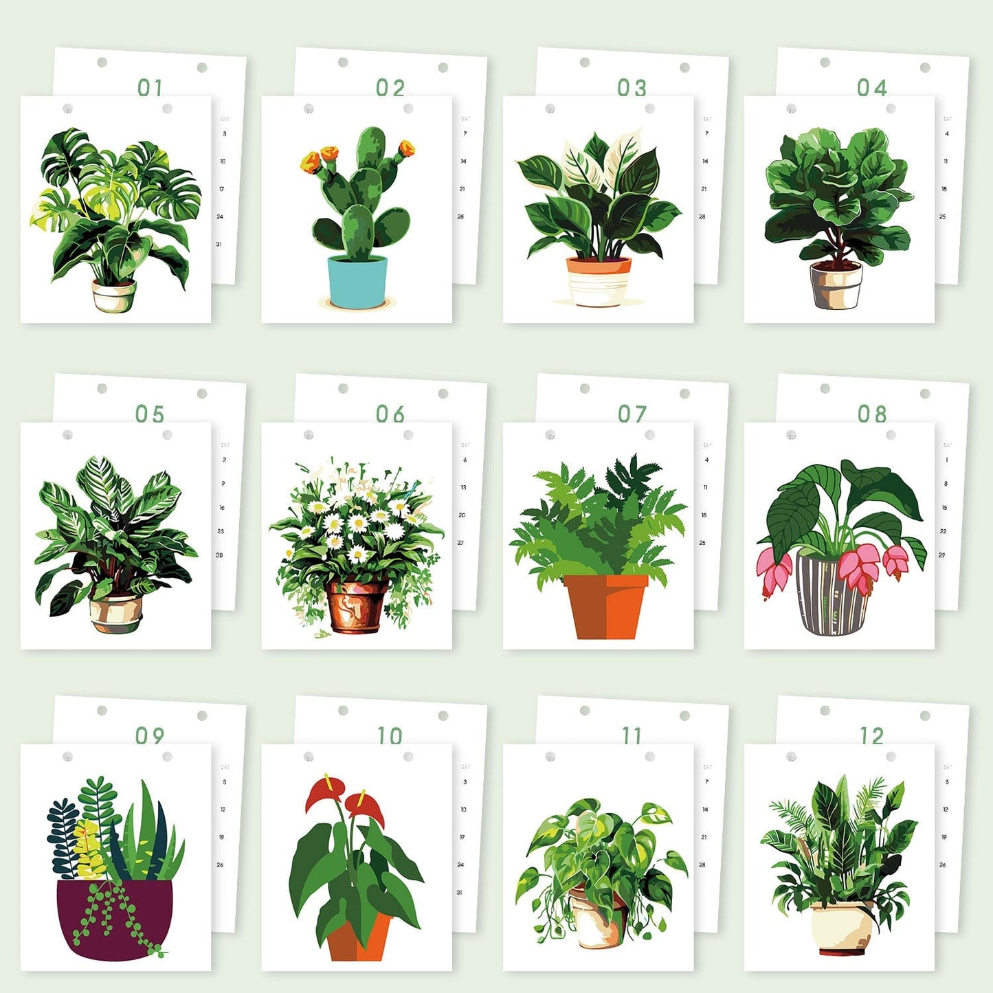 ColourMost™ 2026 Desk Calendar Series –  Plants /Paint by Numbers(18.2cm x 22.5cm)