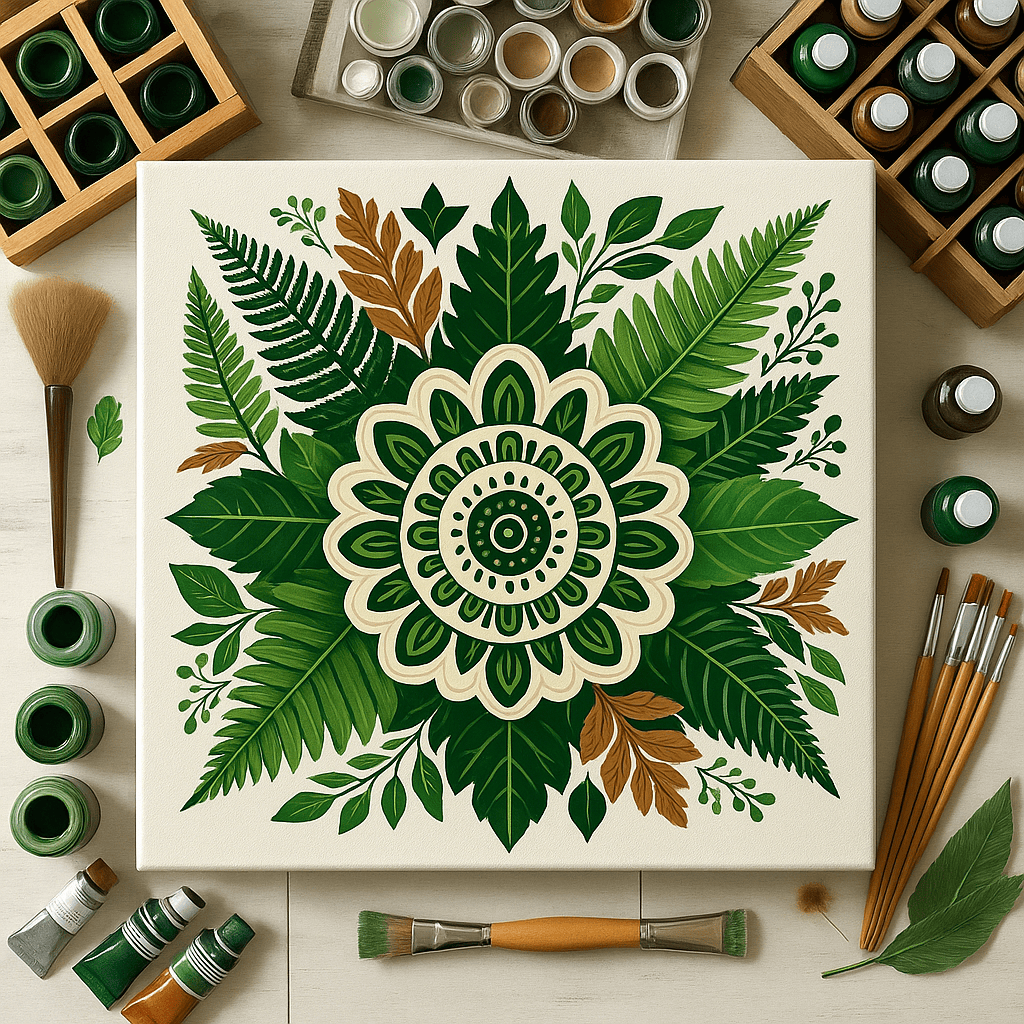 "Serenity Mandalas" Series - Botanical P12#15 | Original 🎨 Paint by Numbers | 💎 Diamond Painting (16"x16" / 40x40cm)