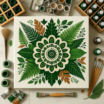 "Serenity Mandalas" Series - Botanical P12#15 | Original 🎨 Paint by Numbers | 💎 Diamond Painting (16"x16" / 40x40cm)