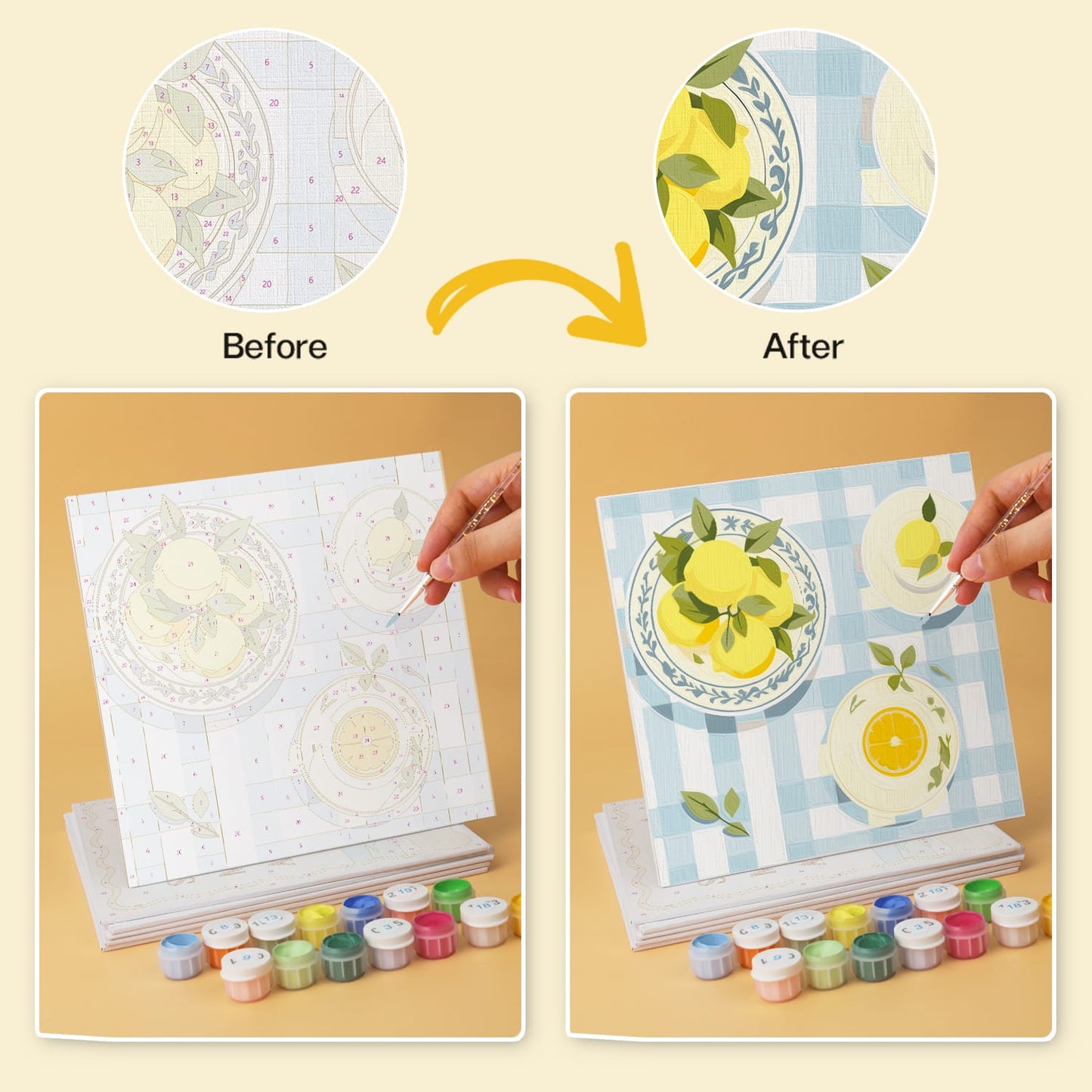 Mini Paint by Numbers Kit - La Dolce Vita ｜6 Canvas Panels