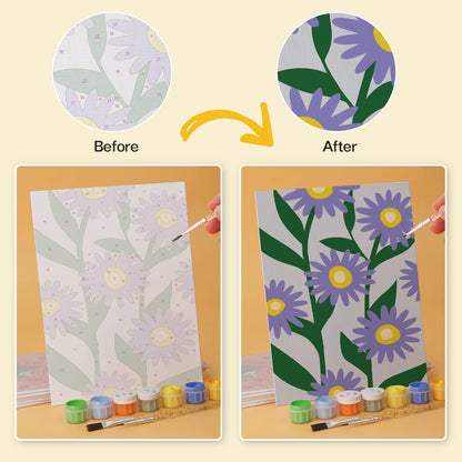 Mini Paint by Numbers Kit - Blooming Patterns ｜6 Canvas Panels