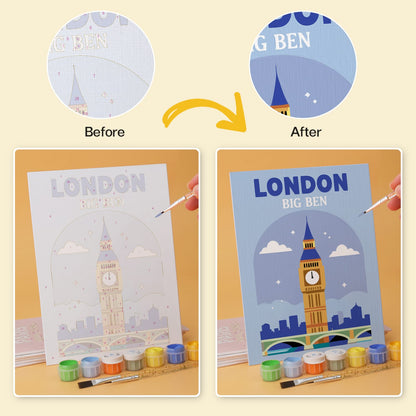 Mini Paint by Numbers Kit - Around the World ｜6 Canvas Panels