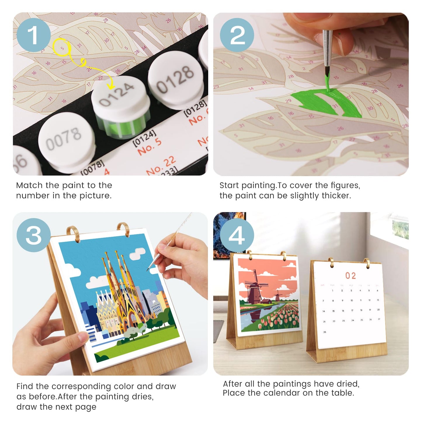 ColourMost™ 2027 Desk Calendar Series –  Wanderlust /Paint by Numbers(18.2cm x 22.5cm)