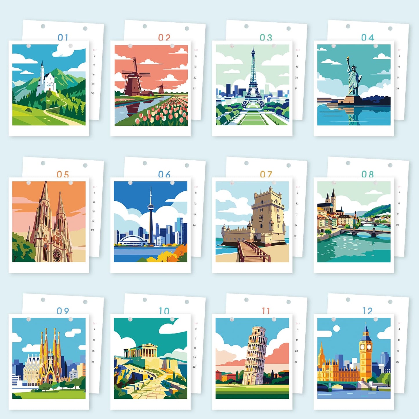 ColourMost™ 2027 Desk Calendar Series –  Wanderlust /Paint by Numbers(18.2cm x 22.5cm)