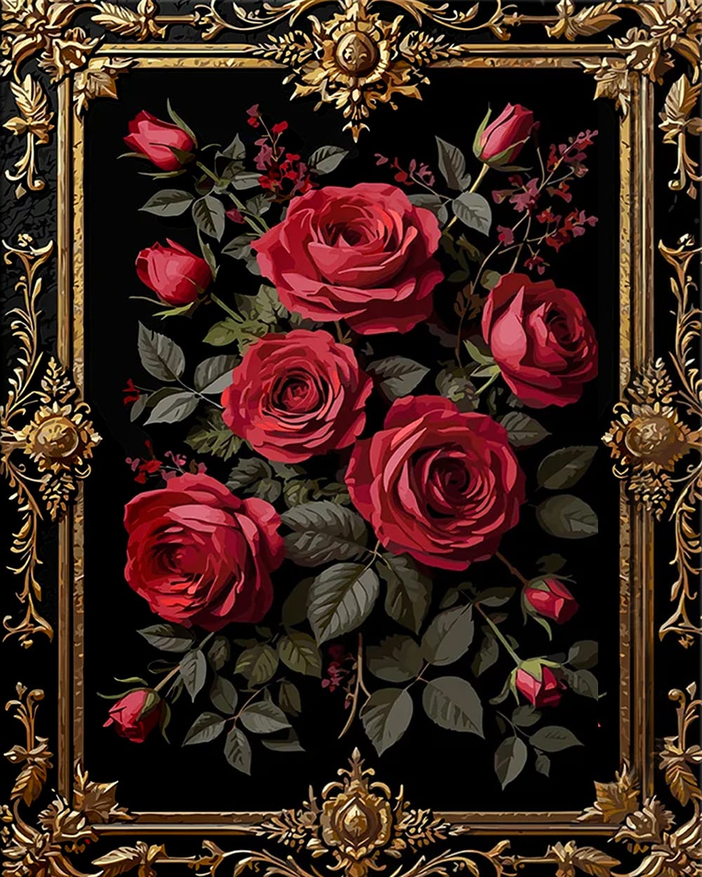 Crimson Reverie ｜ DIY Paint by Numbers (16"x20" / 40x50cm)