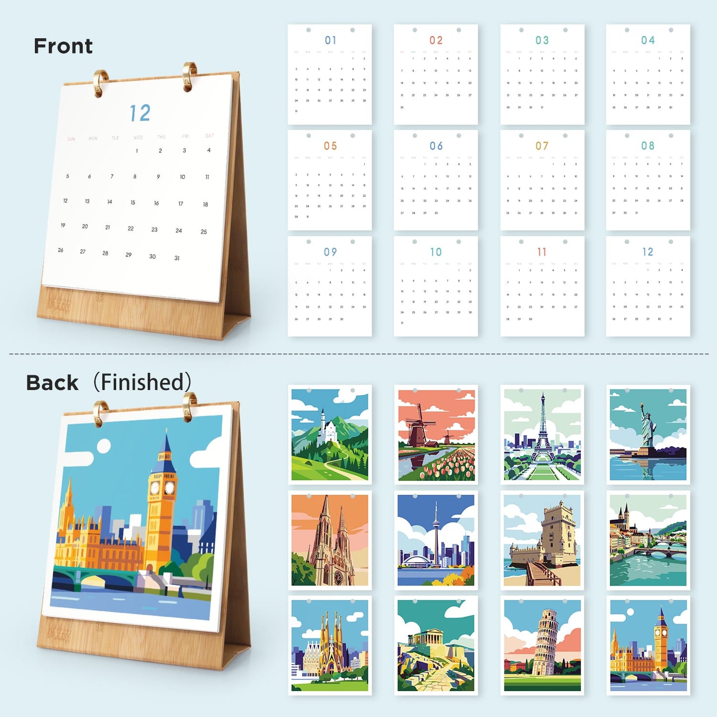 ColourMost™ 2027 Desk Calendar Series –  Wanderlust /Paint by Numbers(18.2cm x 22.5cm)