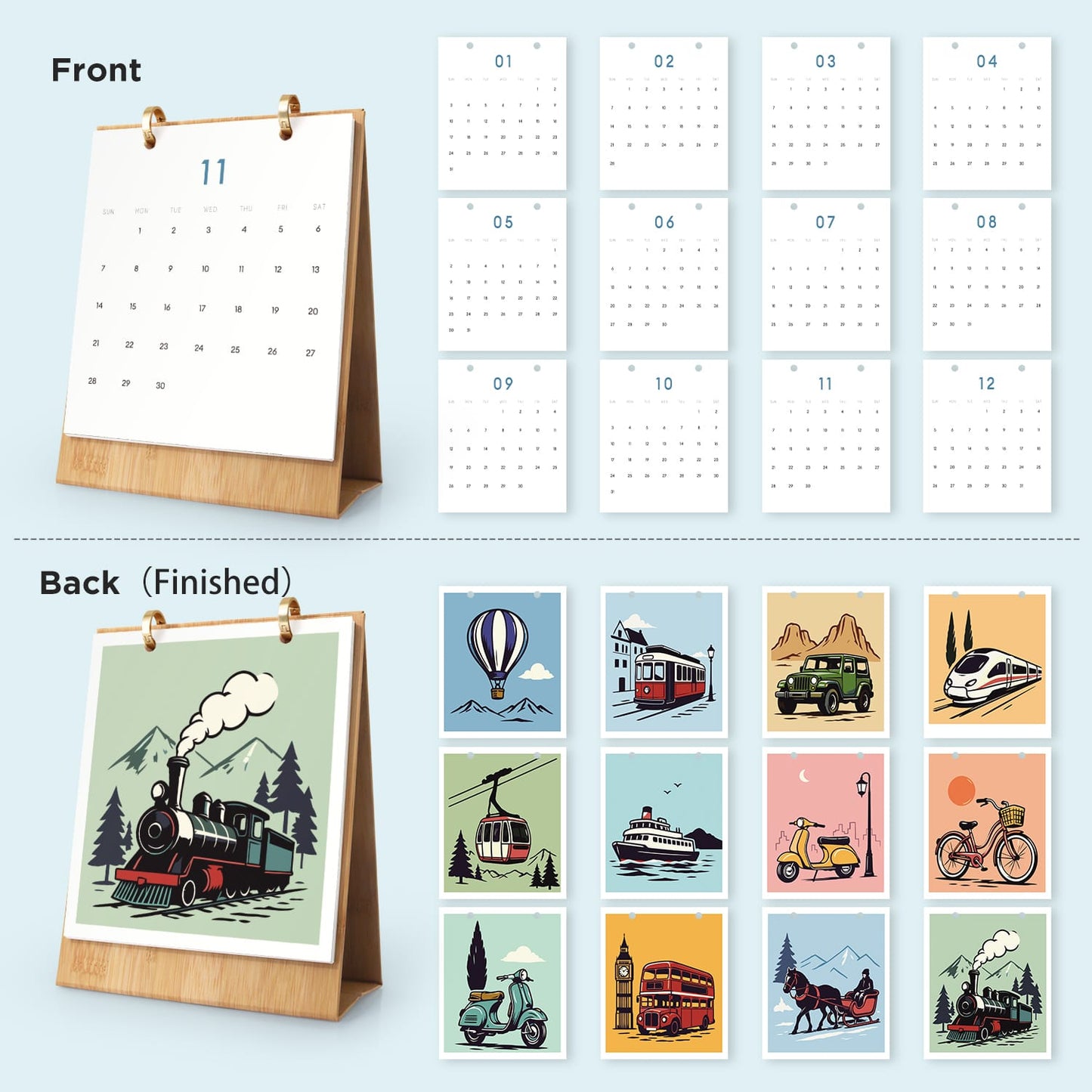 ColourMost™ 2027 Desk Calendar Series –  On the Move /Paint by Numbers(18.2cm x 22.5cm)