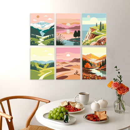 Mini Paint by Numbers Kit - Wander & Wonder ｜6 Canvas Panels