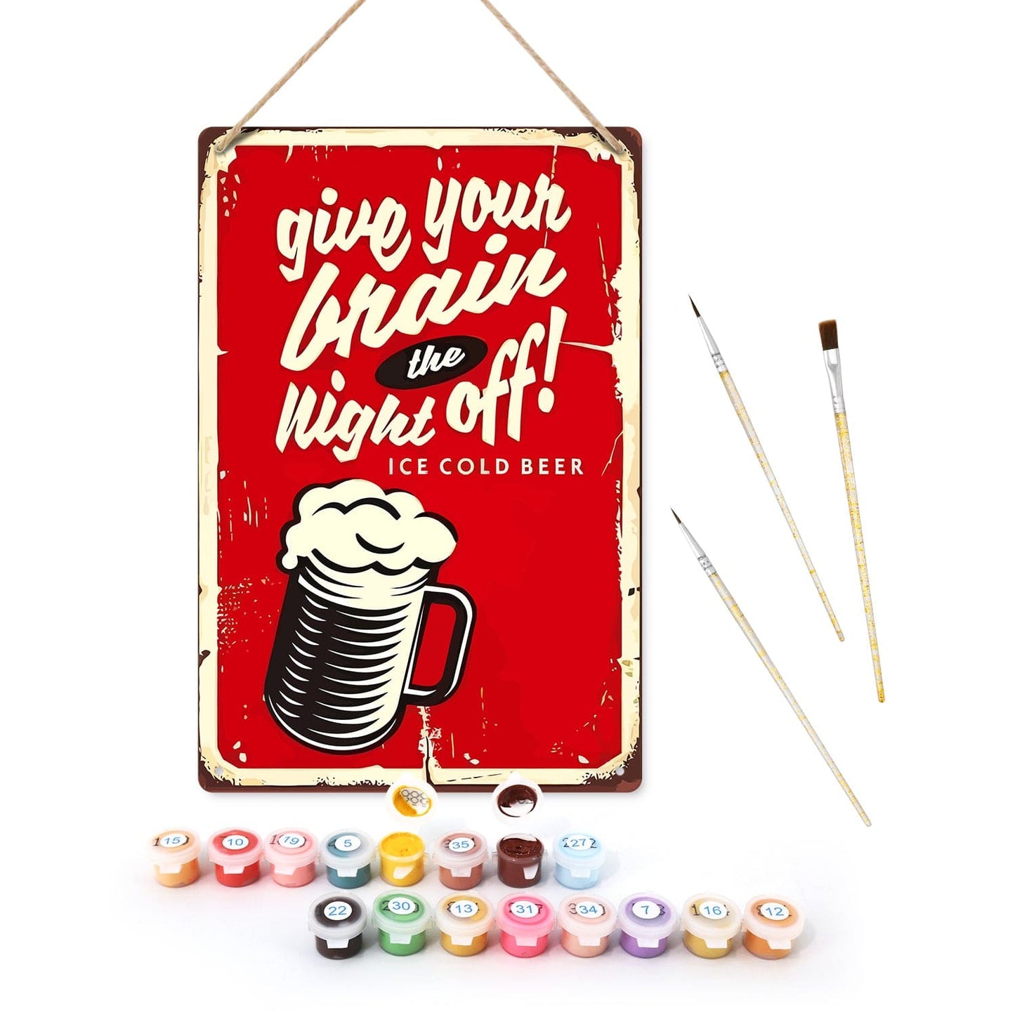 ColourMost™ Metal Bar/Posters Art Paint By Numbers- Brain Break Brew #12 (20x30cm /7.8"x11.8"）